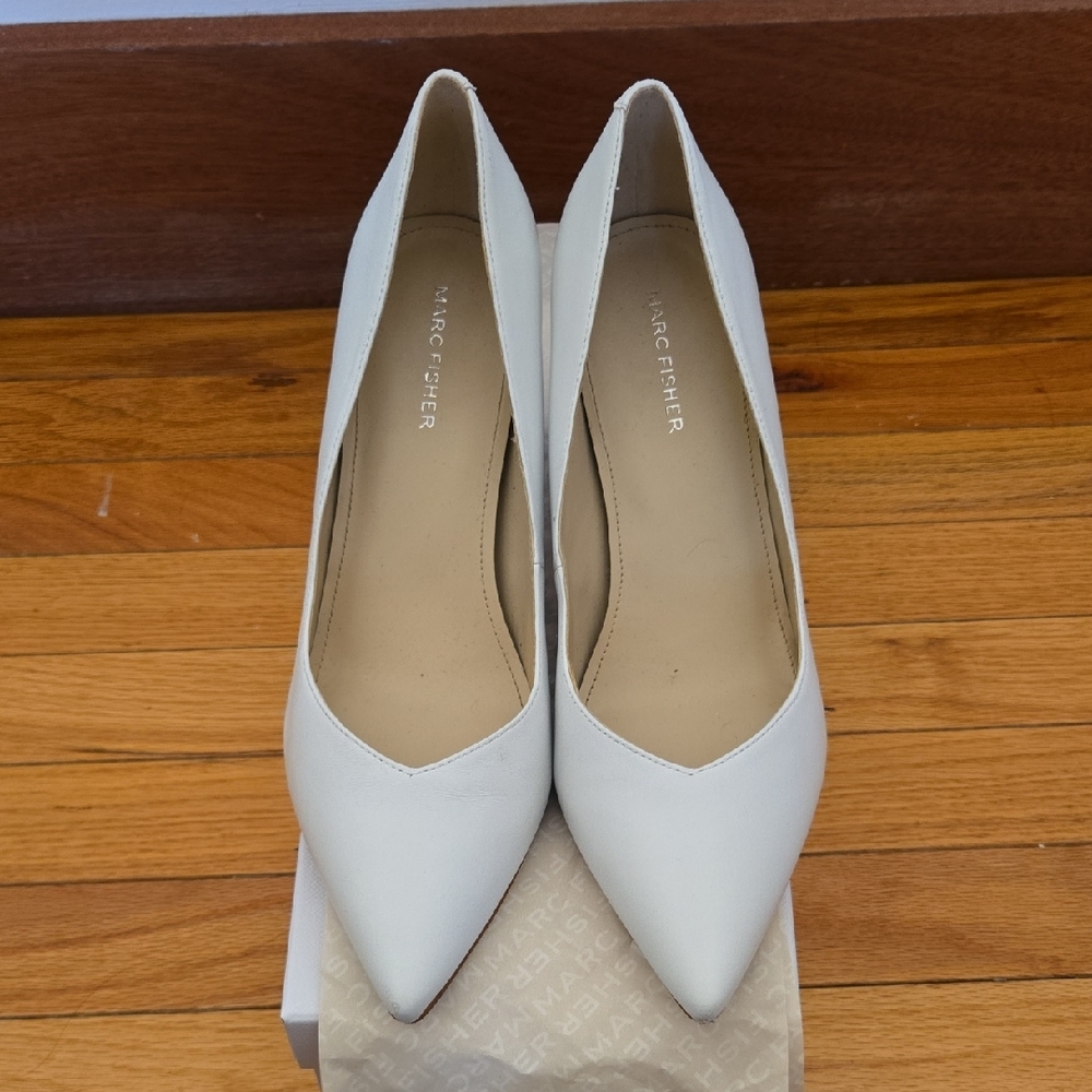 Marc Fisher Leather White Pointed Toe Heels